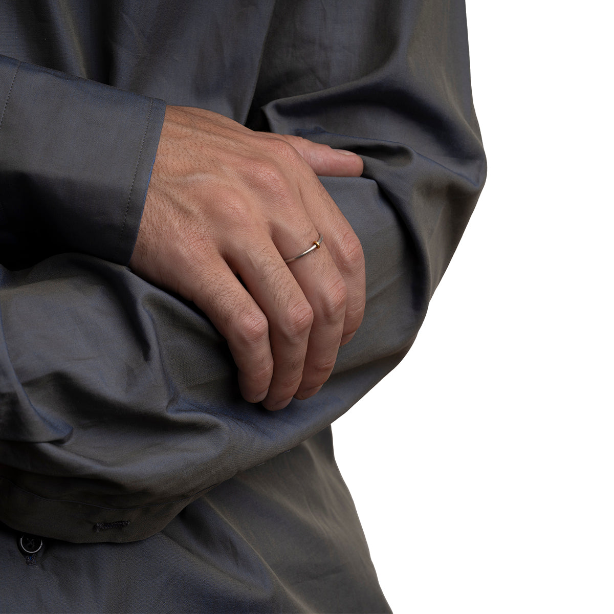 Anillo alianza en plata con aro de oro