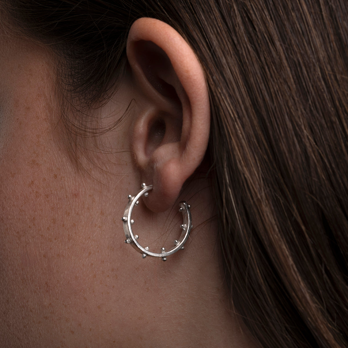 Pendientes aro bolas de plata